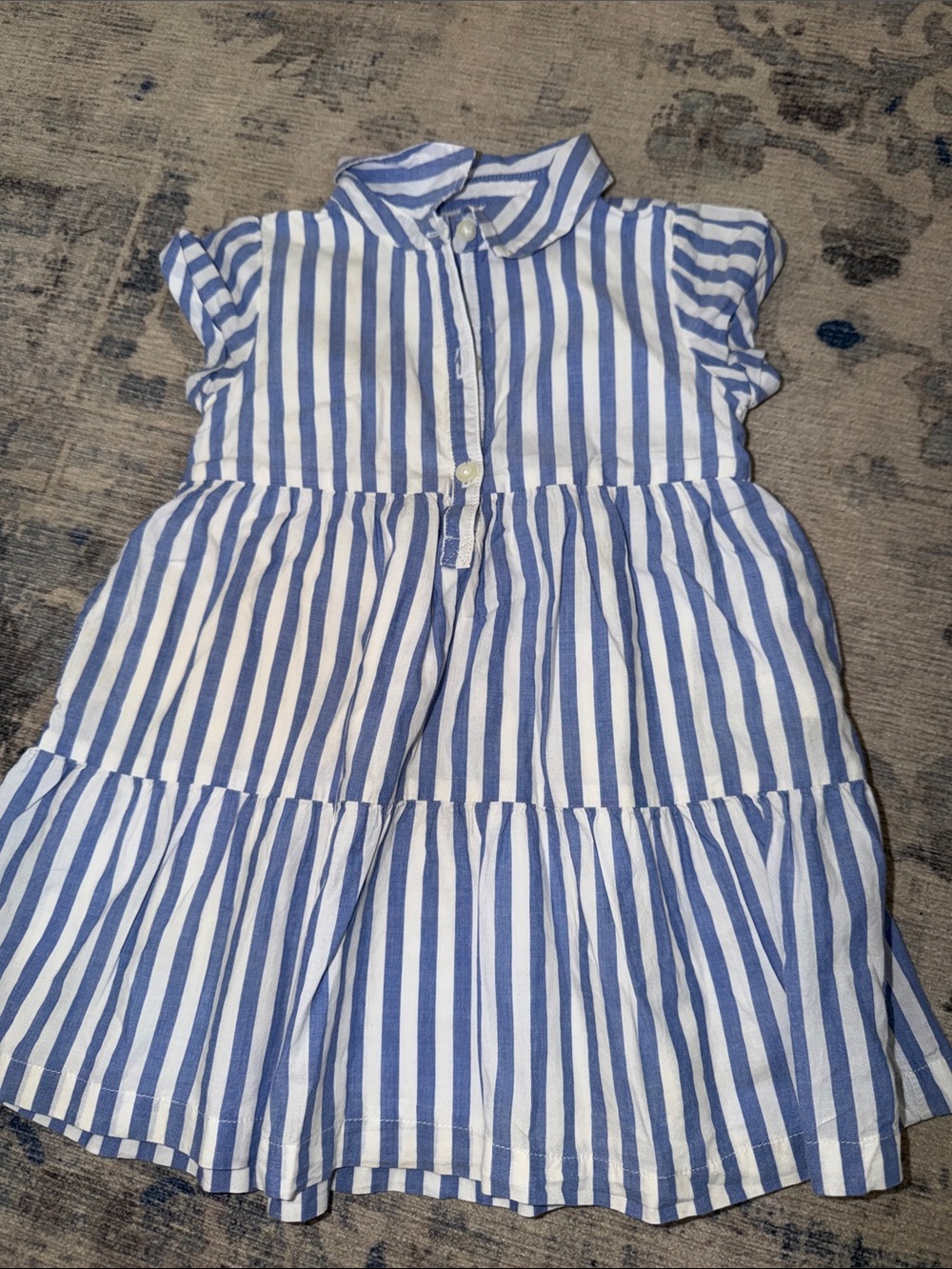 GAP Blue and White Striped Tiered Casual Dress